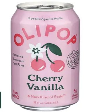 OLIPOP Cherry Vanilla - canette rose saveur cerise vanille