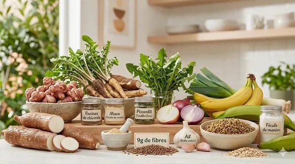 Ingrédients prébiotiques naturels racine de chicorée maca plantes – formule brevetée Olipop santé intestinale